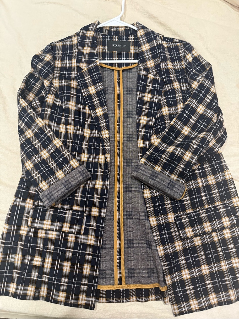 Liverpool Navy, Mustard & Cream Plaid Blazer